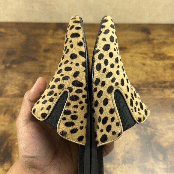 Jenni Kayne Cheetah Print Mules Size 39 Pony Hair Slip On Pointed Toe Flats - Picture 9 of 16